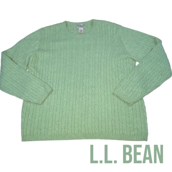 L.L. Bean Lambswool Blend Cable Knit Green Sweater - Women’s XL - Picture 8 of 11